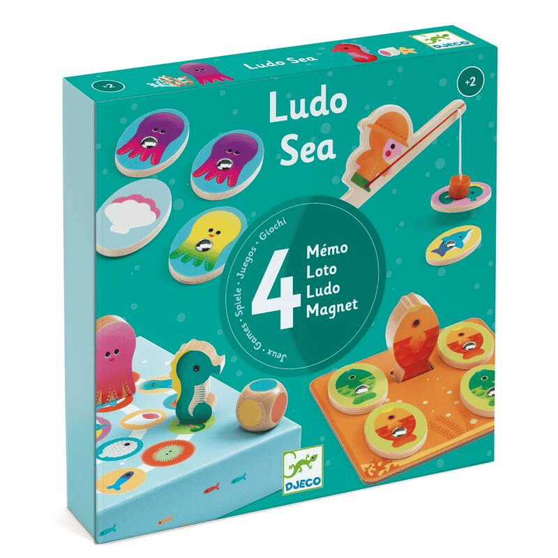 DJECO Ludo Sea 4-in-1 Wooden Game