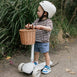 HipKids 3 Wheel Scooter w/ Wicker Basket Vintage White