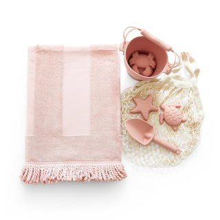 Beach Towel & Silicone Sand Toy Combo Blush Pink