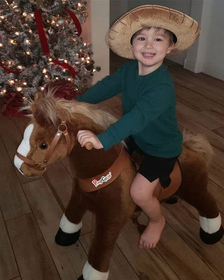 Brown Ride On Walking Toy Horse Pony Large