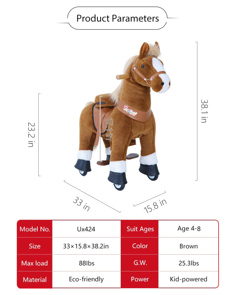 Brown Ride On Walking Toy Horse Pony