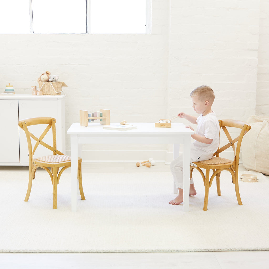 Buy Kids Hampton 2 Chairs & Table Set in Natural Oak & White | HipKids ...