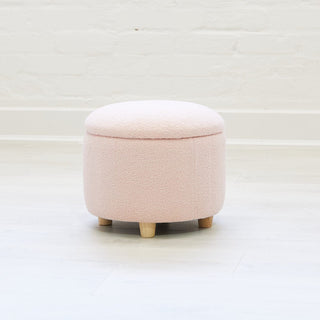 Haven Teddy Boucle Footstool / Ottoman Blush Pink