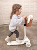 HipKids 3 Wheel Scooter w/ Wicker Basket Vintage White