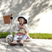 HipKids 3 Wheel Scooter w/ Wicker Basket Vintage White