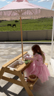 Kids Sand Water / Picnic Table with Umbrella Blush Pink