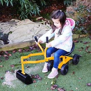 Kids Steel Toy Ride-On Excavator Mustard