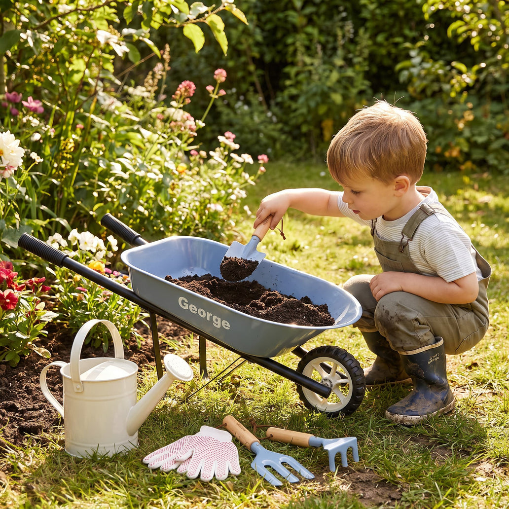 Kids Steel Toy Wheelbarrow Steel Blue