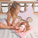 Moon Pram with Daisy Doll Bedding Bundle - preorder Soft Pink/Daisy