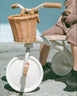 My First Pedal Trike with Parent Push Handle and Wicker Basket - Preorder Vintage White
