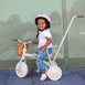 My First Pedal Trike with Parent Push Handle and Wicker Basket - Preorder Vintage White