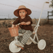 My First Pedal Trike with Parent Push Handle and Wicker Basket - Preorder Vintage White