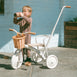 My First Pedal Trike with Parent Push Handle and Wicker Basket - Preorder Vintage White