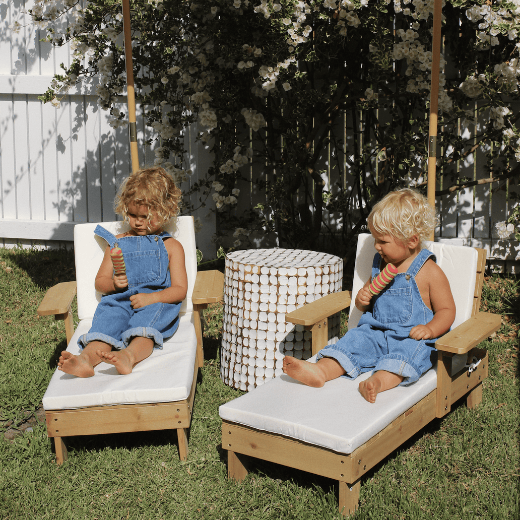 Outdoor Kids Sun Lounge Chair with Umbrella White - Preorder