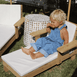 Outdoor Kids Sun Lounge Chair with Umbrella White