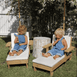 Outdoor Kids Sun Lounge Chair with Umbrella White