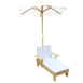 Outdoor Kids Sun Lounge Chair with Umbrella White