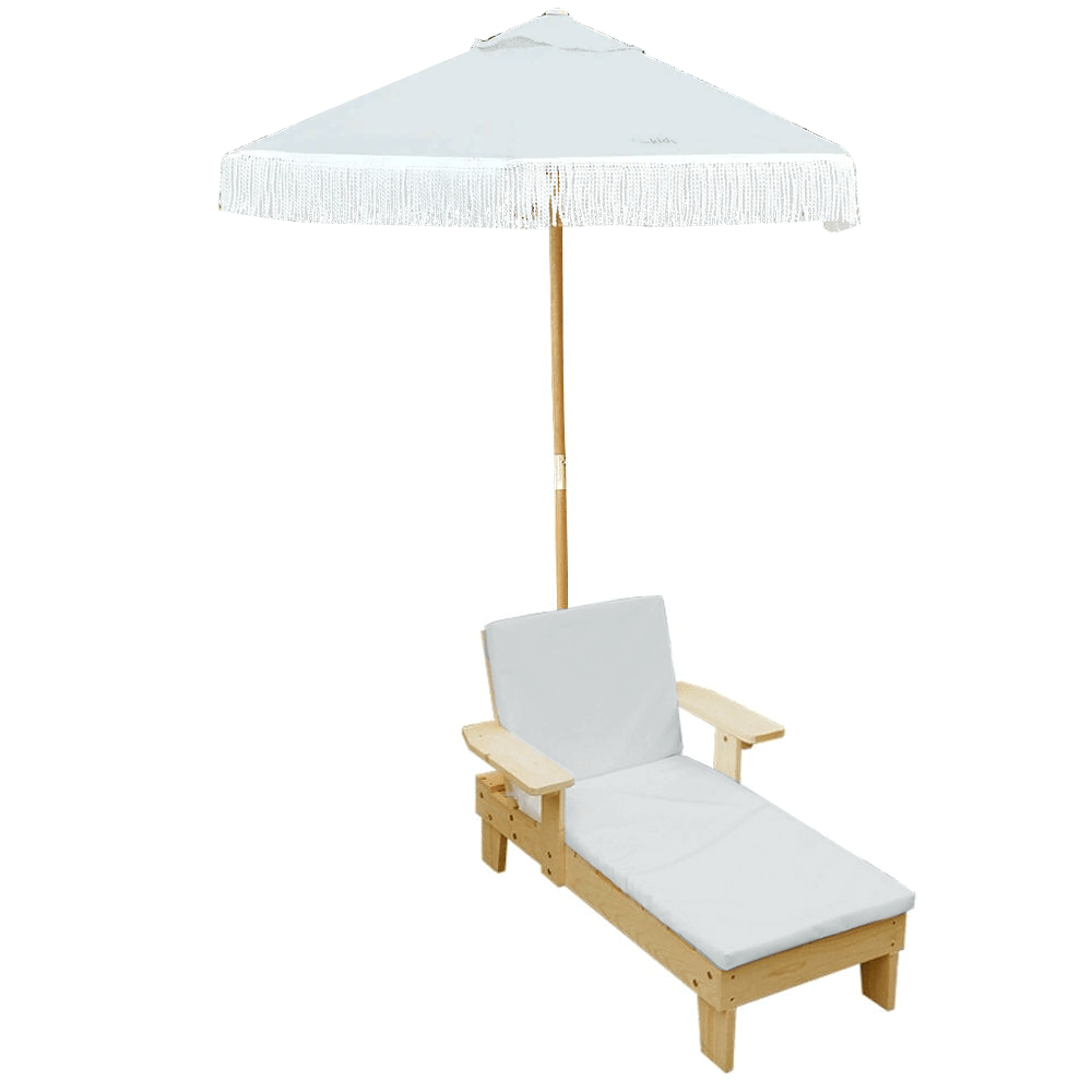 Outdoor Kids Sun Lounge Chair with Umbrella - Preorder Nougat