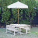 Patio Table + 2 Bench Chairs & Umbrella - Preorder Nougat Umbrella