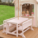 Patio Table + 2 Bench Chairs & Umbrella - Preorder Nougat Umbrella