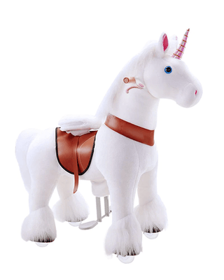 White Ride on Walking Toy Horse Unicorn Large