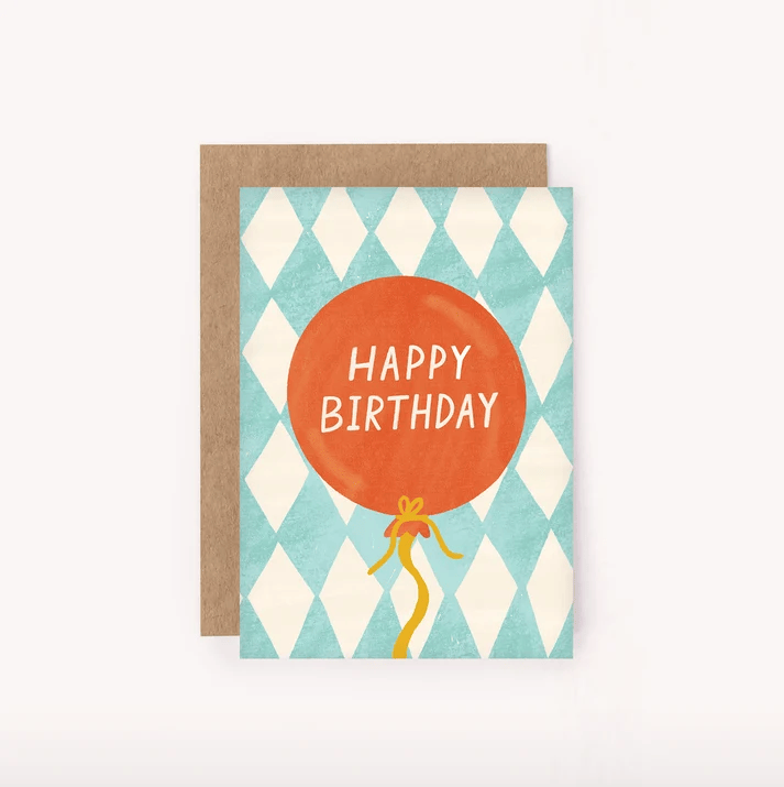 Birthday Balloon Mini Card - Illustrated Bday Greeting Card