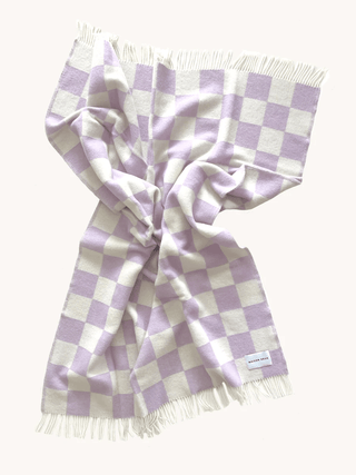 Maison Deux Checkerboard Blanket - Lilac / White