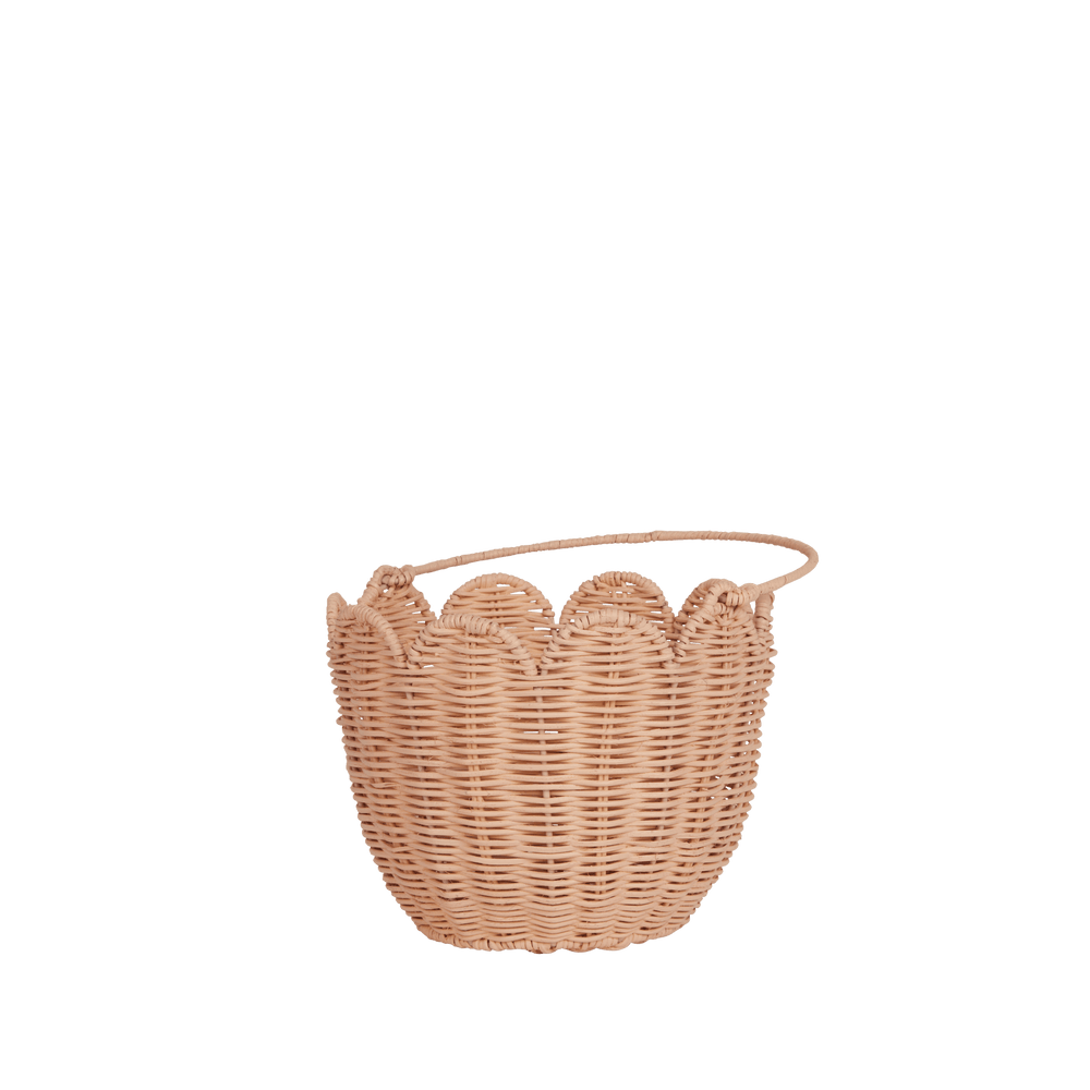 Olli Ella Rattan Tulip Carry Basket Seashell Pink