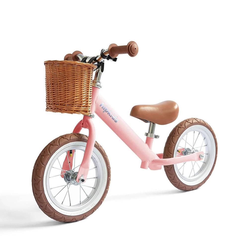 2 in 1 Steel Trike / Balance Bike (incl. wicker basket) Blush Pink