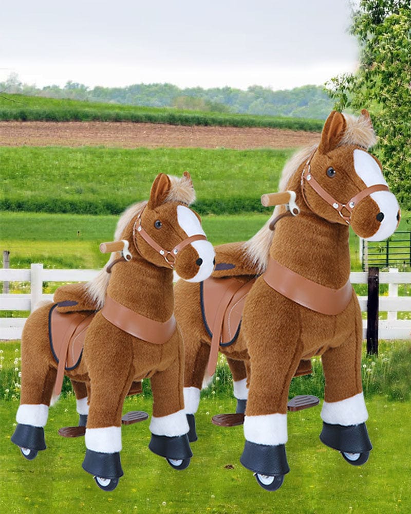 Brown Ride On Walking Toy Horse Pony