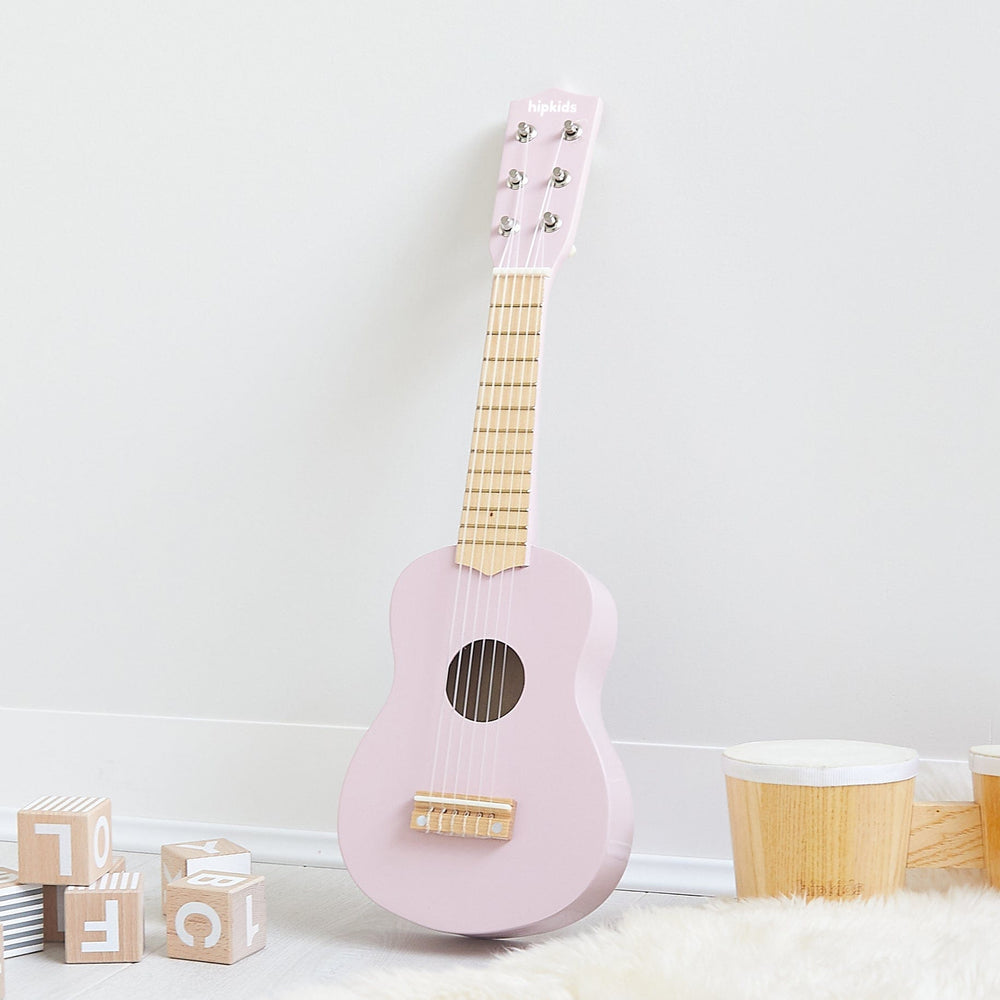 HipKids Wooden Toy Guitar Blush Pink