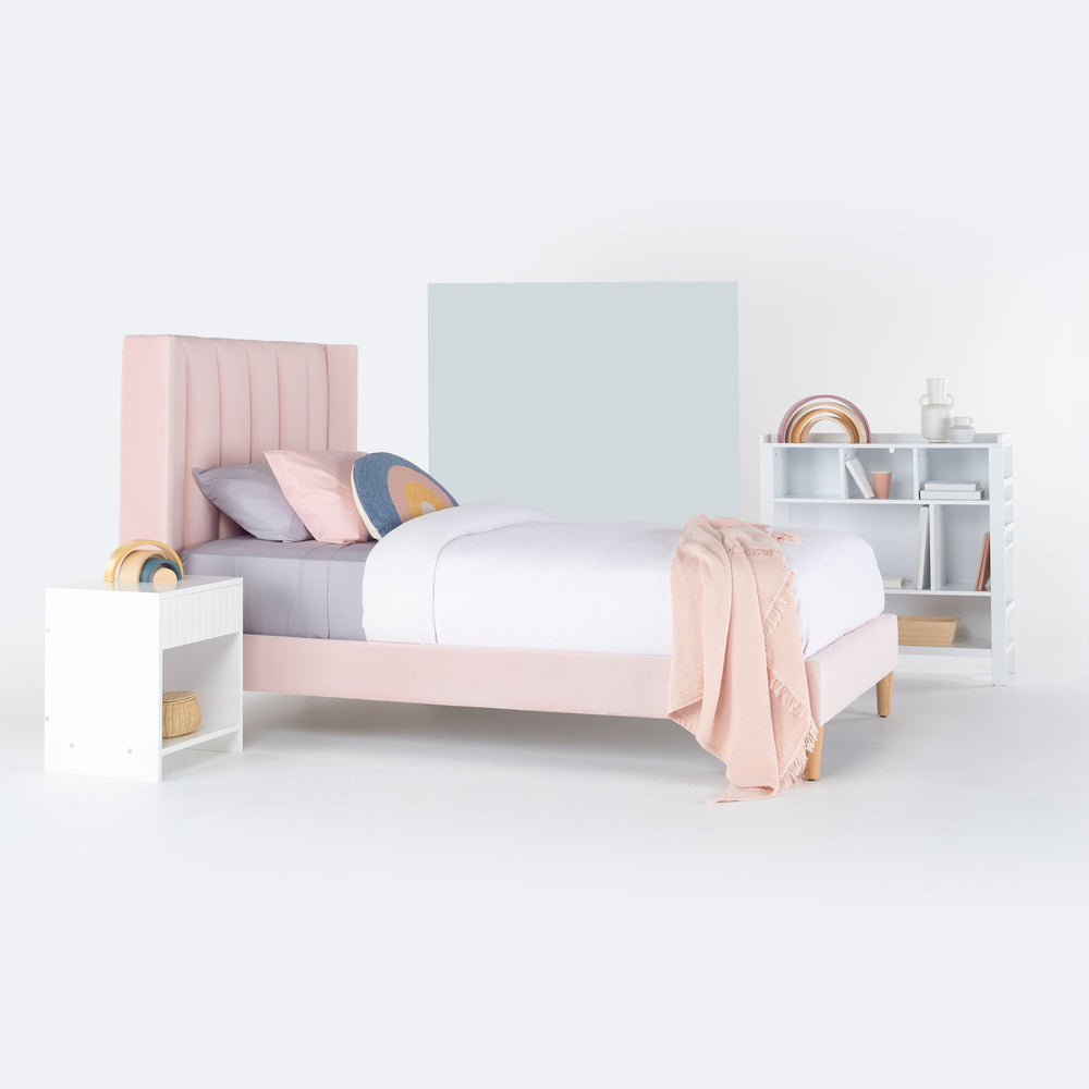 LIBERTY Upholstered Bed Pale Pink Velvet king single type:king-single