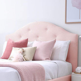MIA Double Upholstered Bed - Pale Pink - Linen Fabric