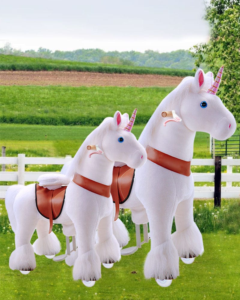 White Ride on Walking Toy Horse Unicorn