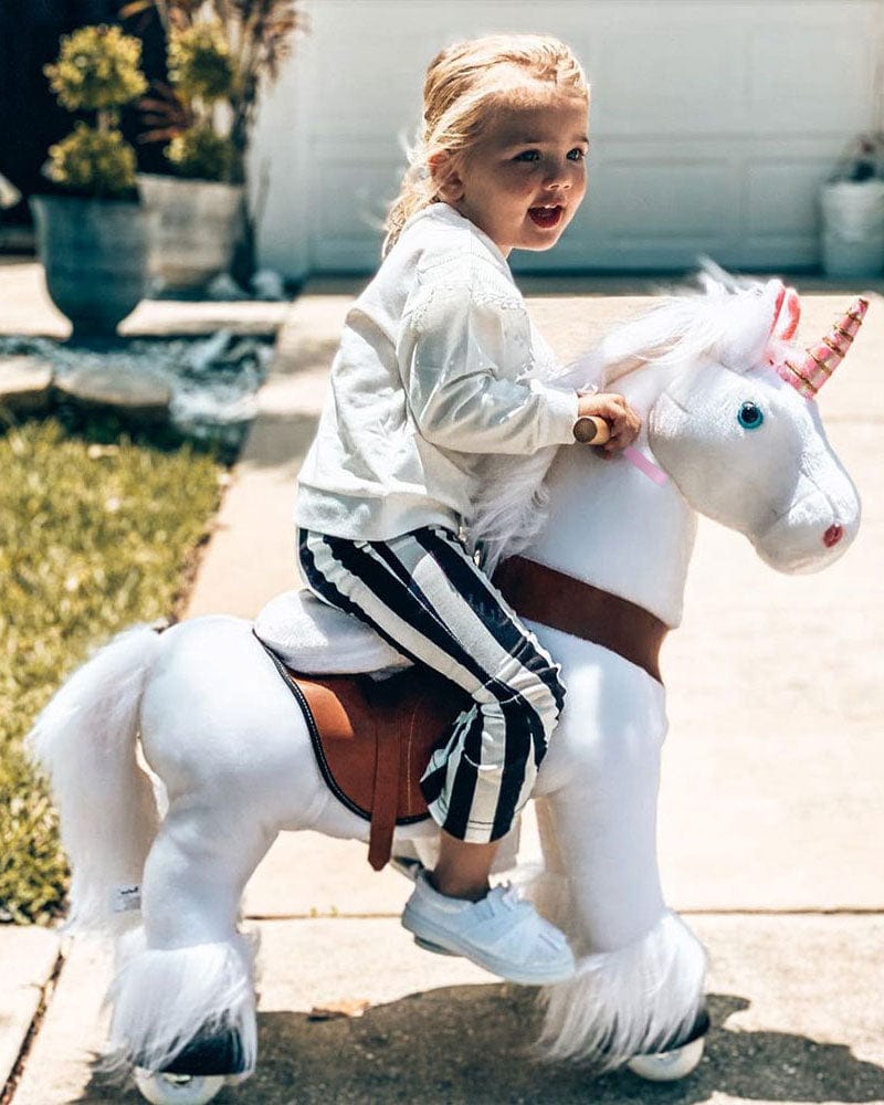 White Ride on Walking Toy Horse Unicorn Small