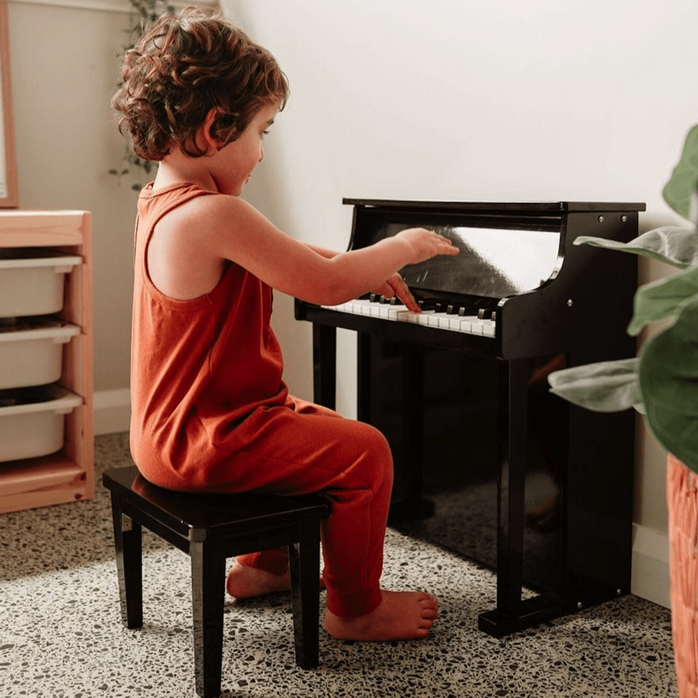 Wooden Musical Toy Piano Black