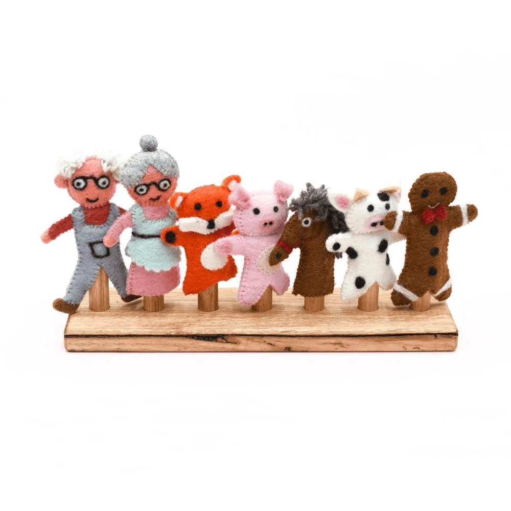 Tara Treasures Gingerbread Man Story, Finger Puppet Set