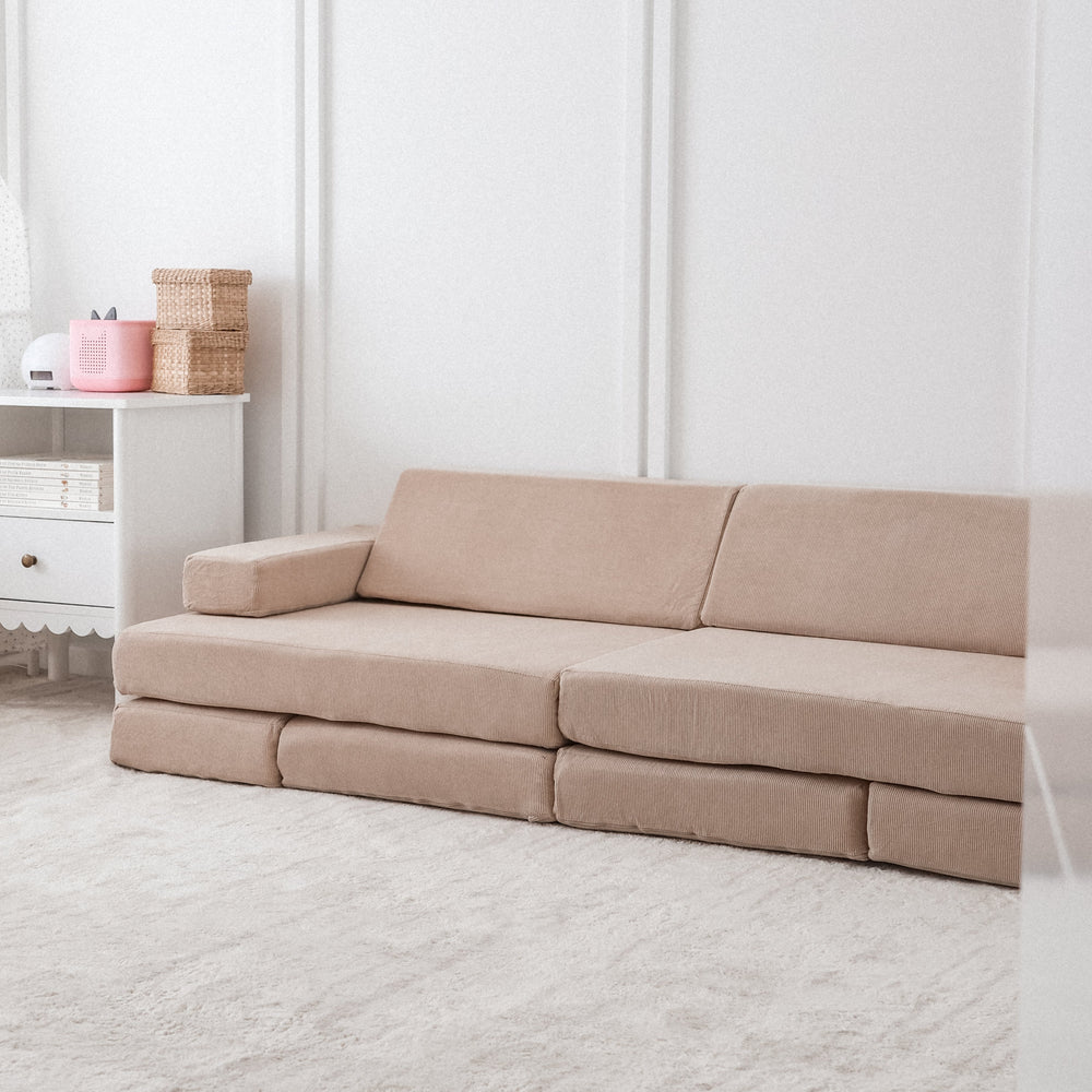 Modular Kids Play Sofa - 12 Piece Set Nougat