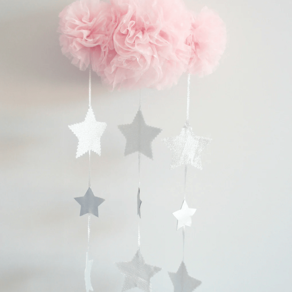 Alimrose Tulle Cloud Mobile - Pale Pink & Silver