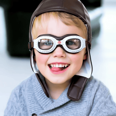 Kids Baghera Leather Racing Cap & Goggles set