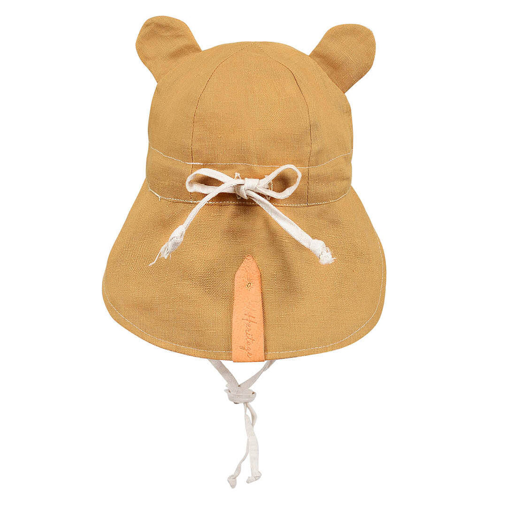 Bedhead 'Roamer' Baby Reversible Teddy Flap Sun Hat - Maize / Flax
