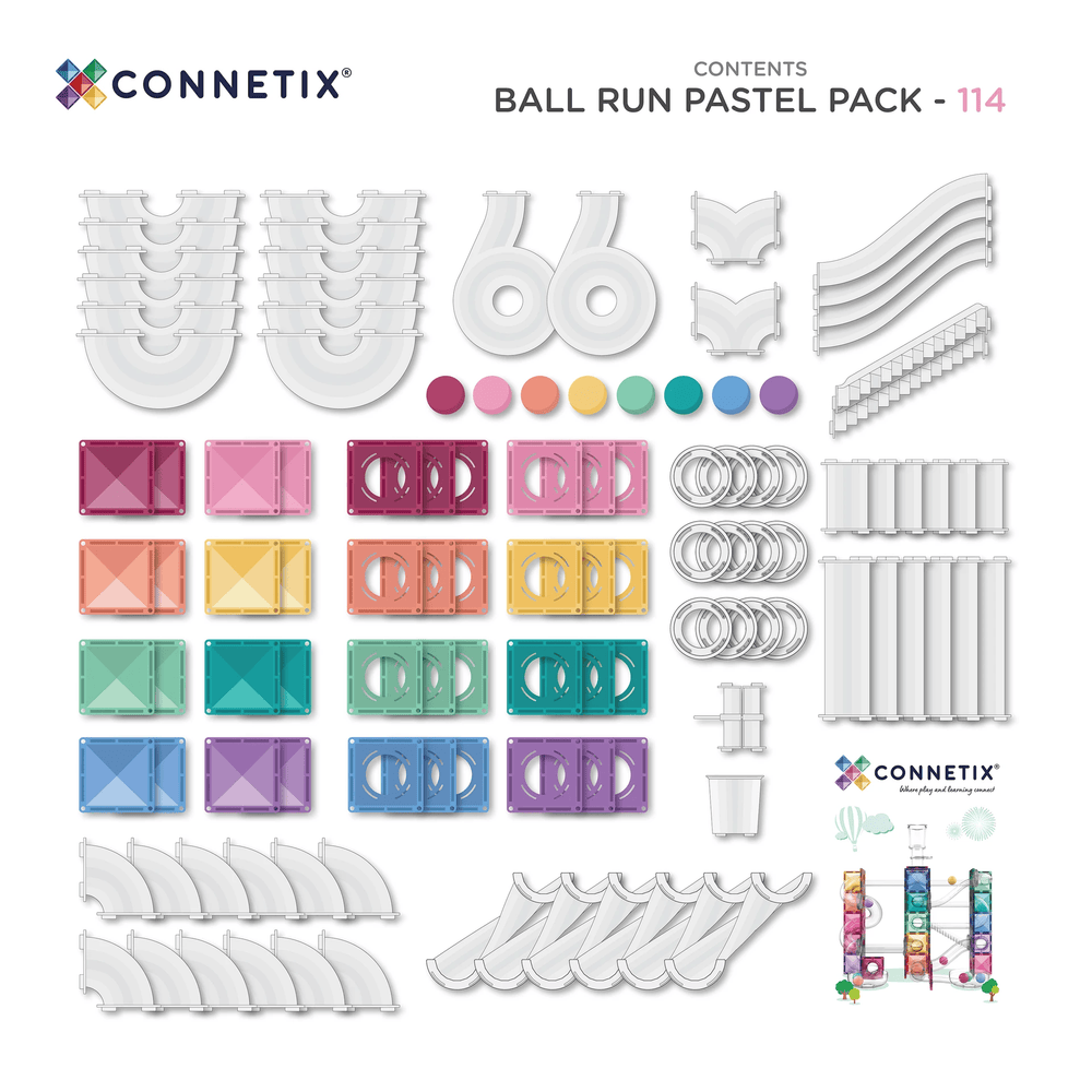 Connetix Ball Run Pastel Pack 114pcs