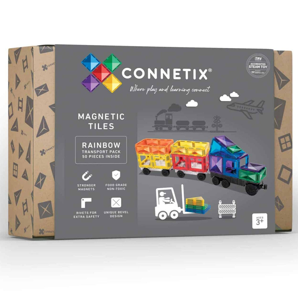 Connetix Tiles 50 Piece Rainbow Transport Pack