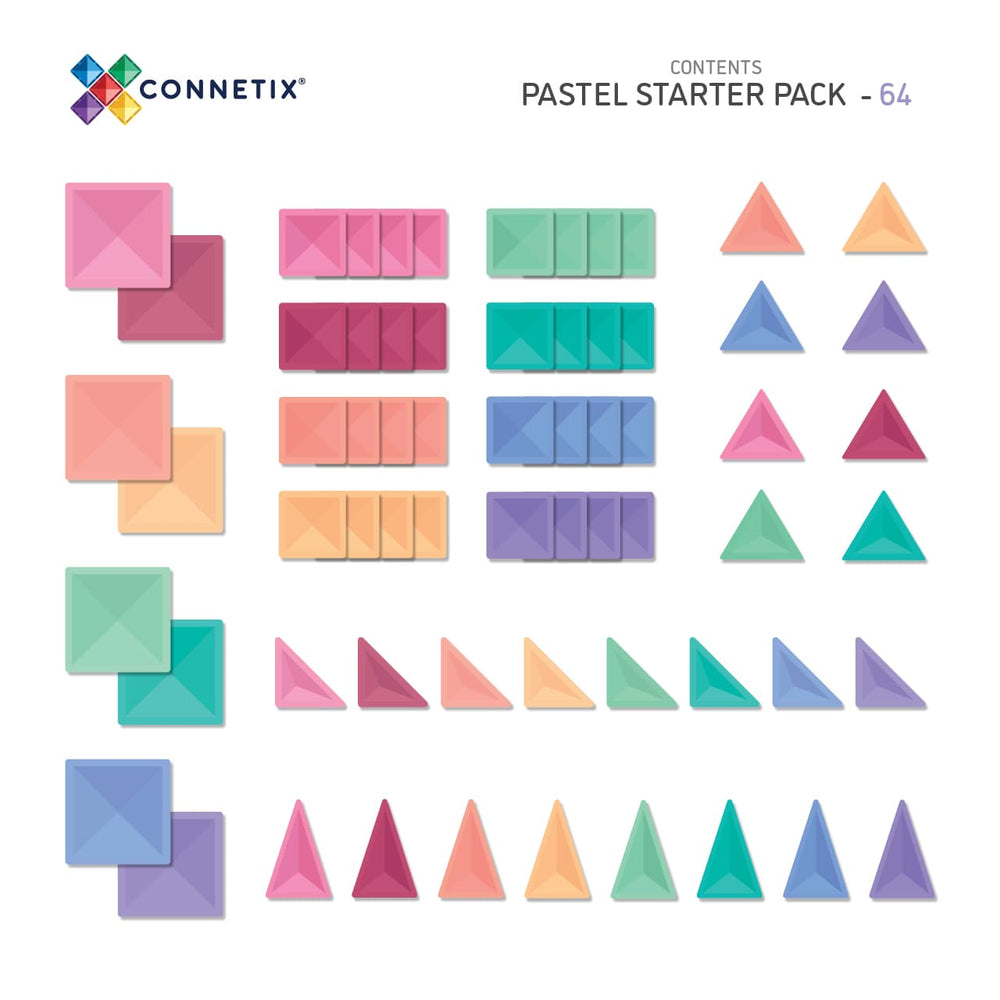 Connetix Tiles 64 Piece Pastel Starter Pack