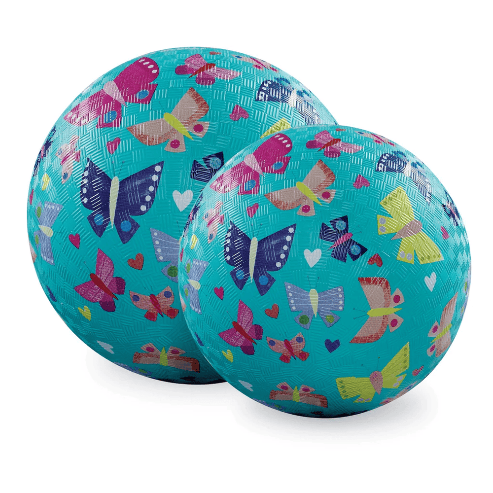 Crocodile Creek 7 Inch Playground Ball -  Butterfly Rainbow Aqua
