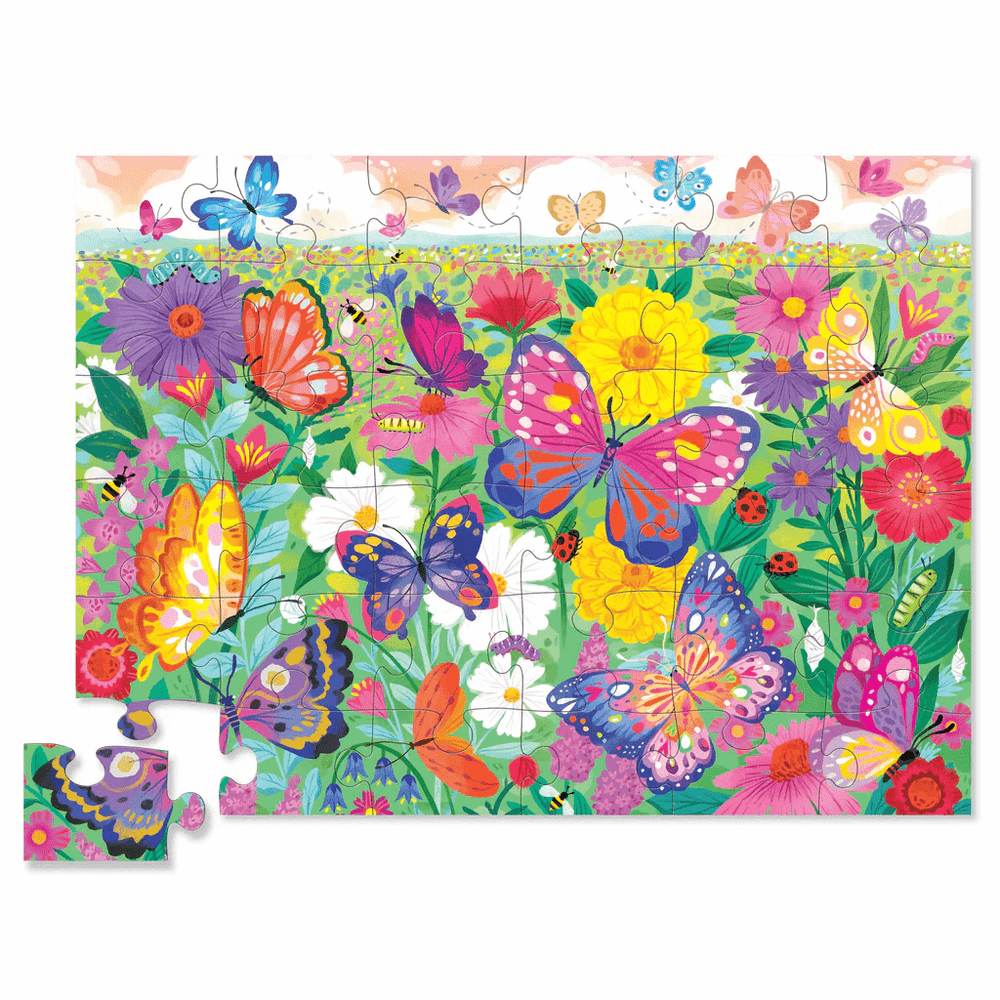 Crocodile Creek Classic Floor Puzzle 36 pc - Butterfly Garden (Foil Stamped)