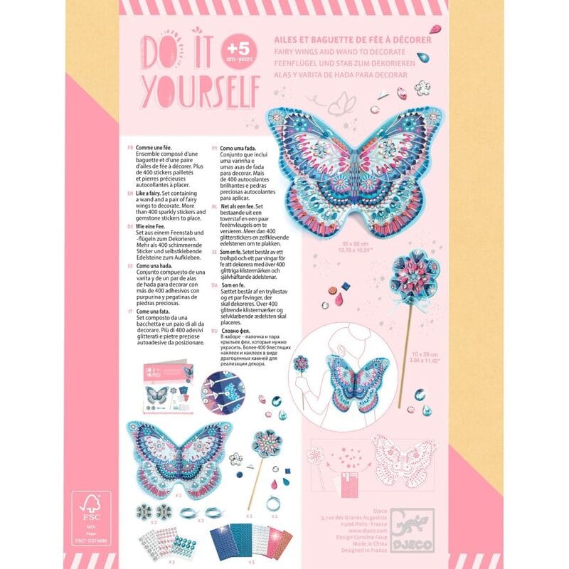 DJECO Do It Yourself Like a Fairy Wings & Wand Set