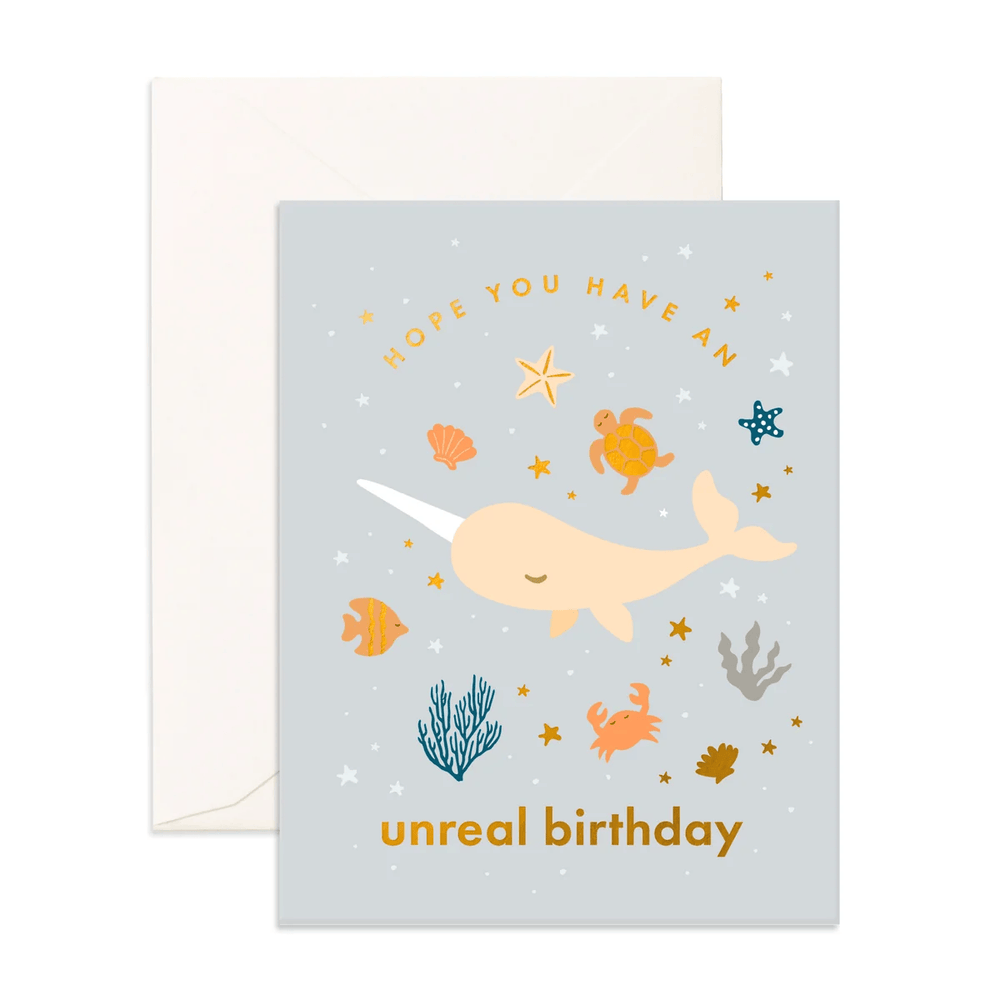 Fox & Fallow Birthday Narwhal Greeting Card