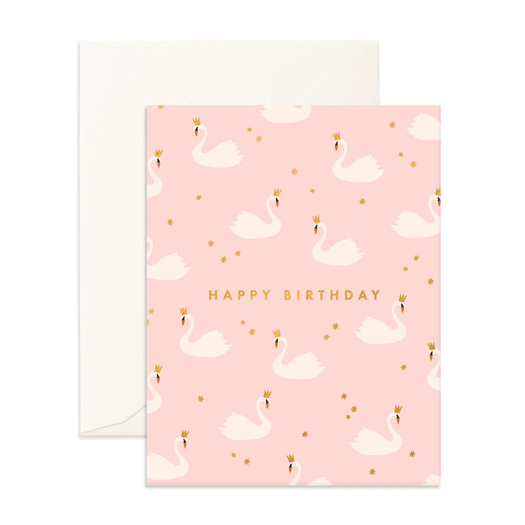 Fox & Fallow Birthday Swans Greeting Card