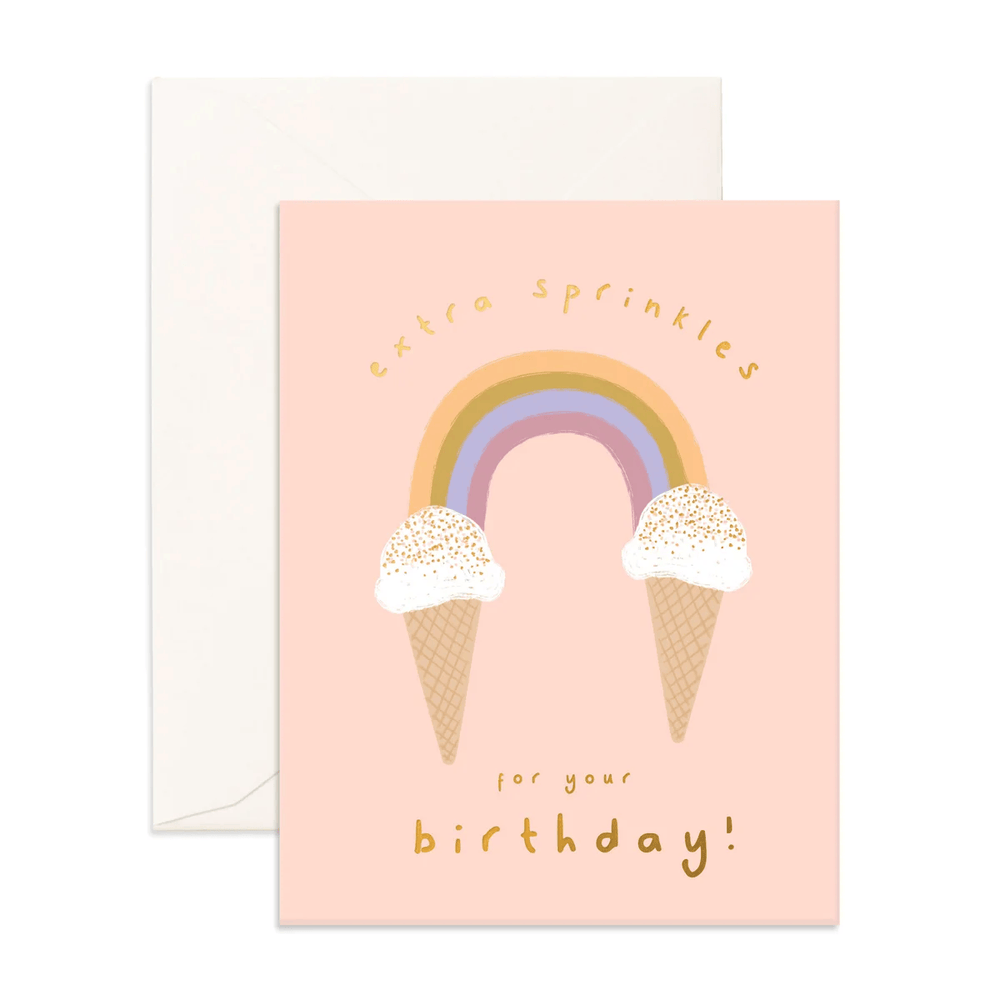 Fox & Fallow Extra Sprinkles Rainbow Cone Greeting Card